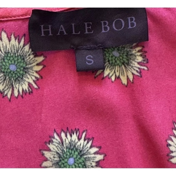 Hale Bob Dress Tunic S Women's Red Pink Silk Floral Stretch Boho Party Dressy - Picture 9 of 9